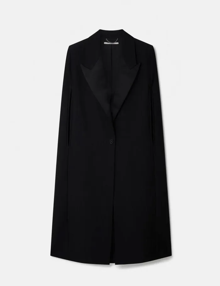 Women Tuxedo Tailoring Cape Coat Black Stella McCartney Coats And Jackets