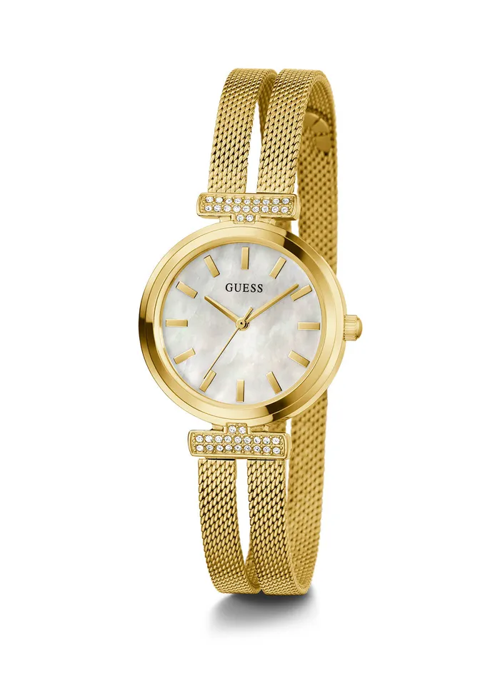 Women Watches GUESS Gold Array Crystal Mesh Watch