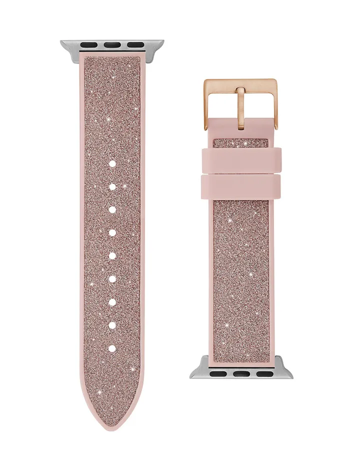 Women Watches GUESS Pink Glitz Flex Silicone Apple Watch Strap