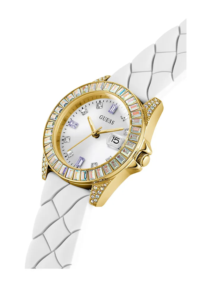 Women Watches GUESS White Opaline Crystal Silicone Watch Women Watches GUESS White Opaline Crystal Silicone Watch
