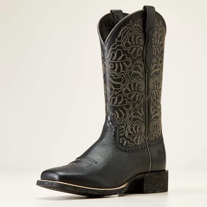Women Western Boots Ariat Round Up Remuda Western Boot Black Deertan
