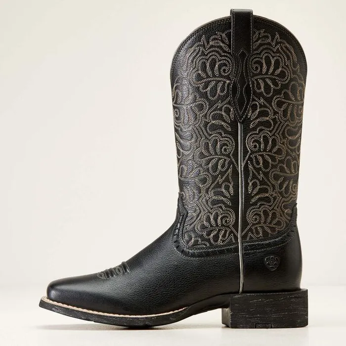 Women Western Boots Ariat Round Up Remuda Western Boot Black Deertan