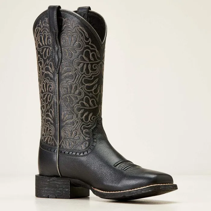 Women Western Boots Ariat Round Up Remuda Western Boot Black Deertan