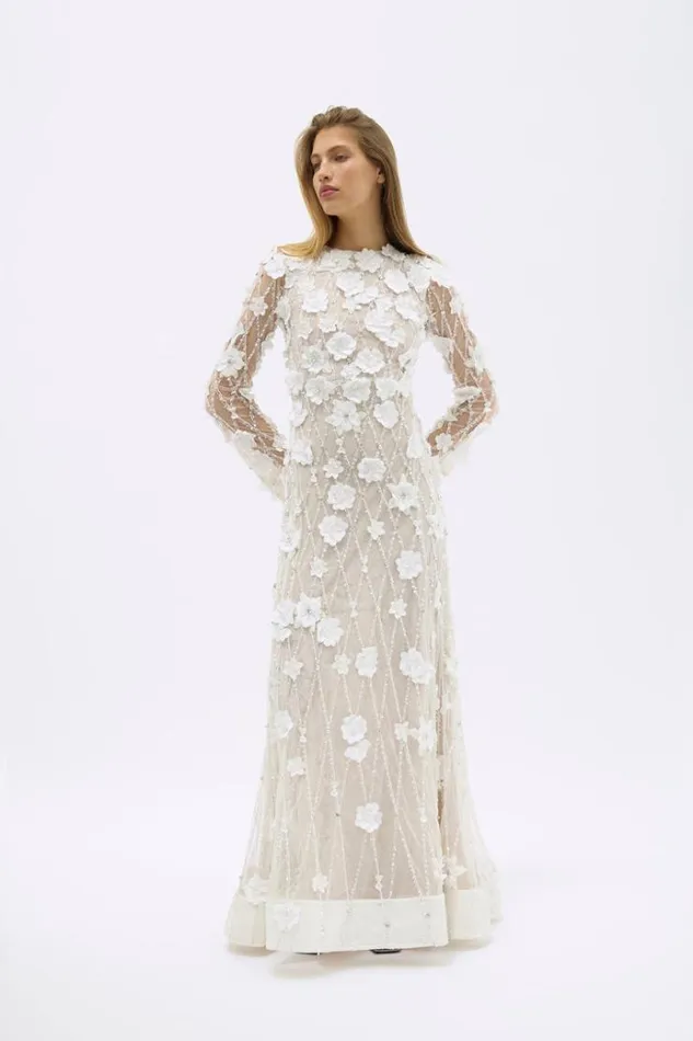 Women White Dresses Rachel Gilbert LANDON GOWN