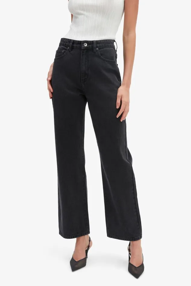 Women Wide Jean Bardot Cindy Wide Full Leg Jeans In Washed Black Washed Black Women Wide Jean Bardot Cindy Wide Full Leg Jeans In Washed Black Washed Black