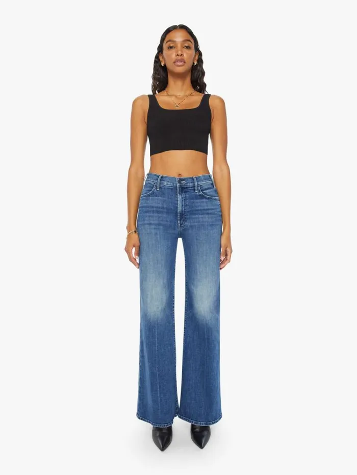 Women Wide Leg Mother Denim The Hustler Roller Skimp Blue