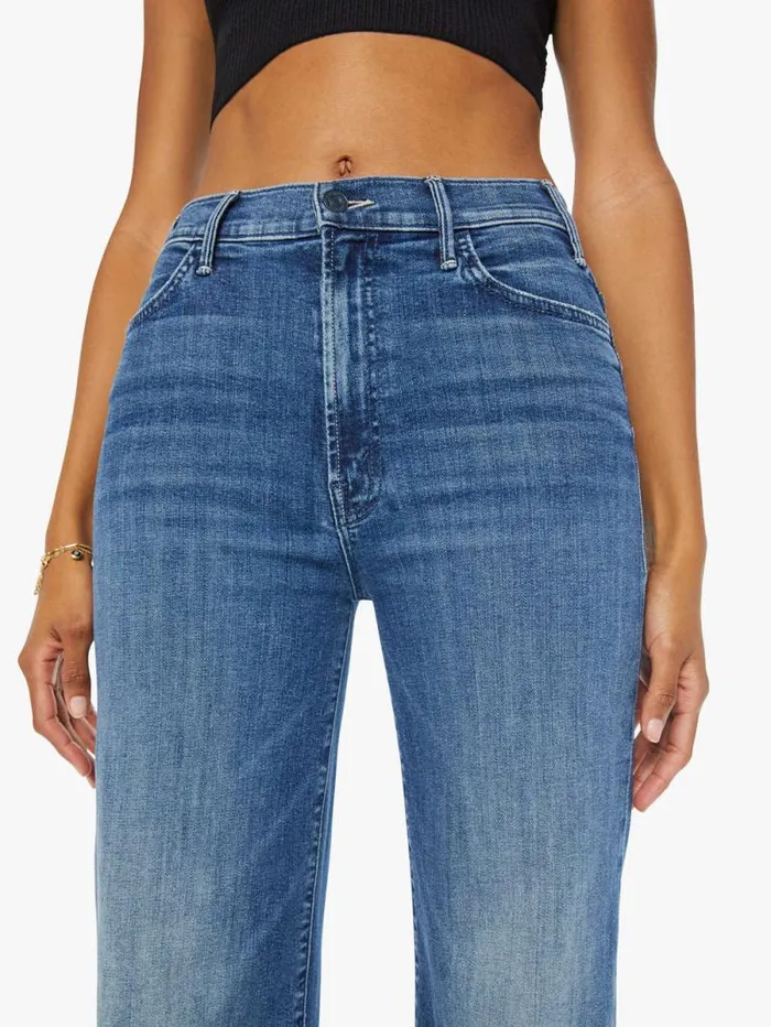 Women Wide Leg Mother Denim The Hustler Roller Skimp Blue