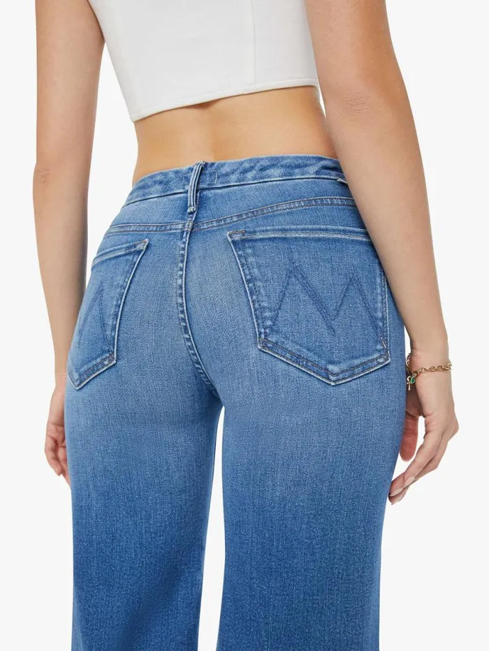 Women Wide Leg Mother Denim The Roller Fray Blue medium