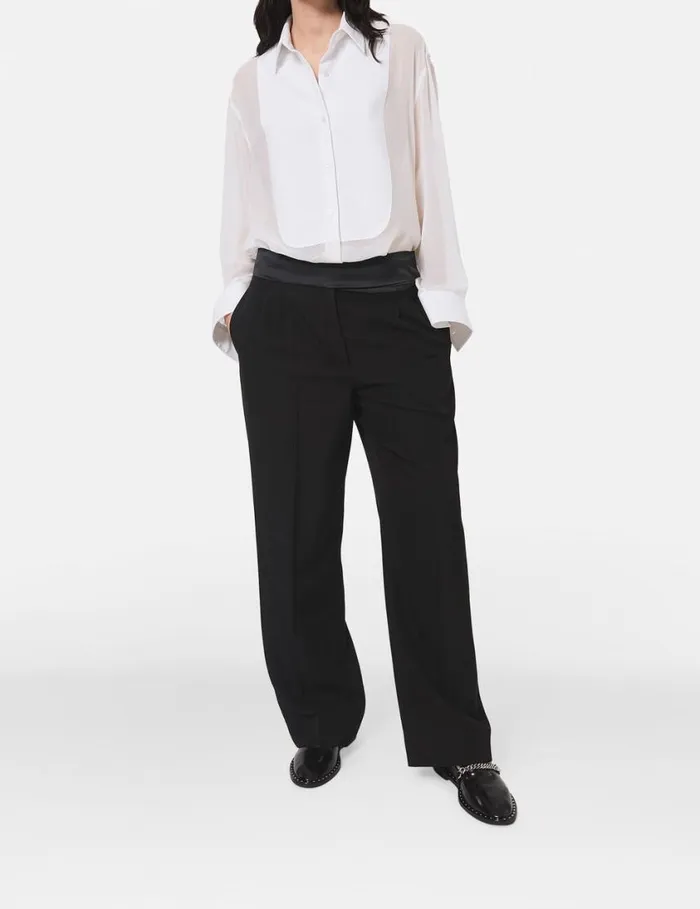Women Wide Leg Tuxedo Trousers Black Stella McCartney Tailoring Women Wide Leg Tuxedo Trousers Black Stella McCartney Tailoring