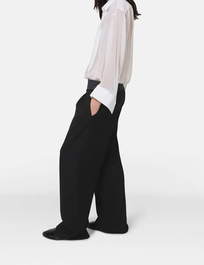 Women Wide Leg Tuxedo Trousers Black Stella McCartney Tailoring Women Wide Leg Tuxedo Trousers Black Stella McCartney Tailoring