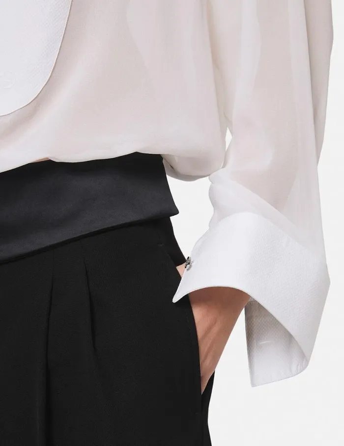 Women Wide Leg Tuxedo Trousers Black Stella McCartney Tailoring Women Wide Leg Tuxedo Trousers Black Stella McCartney Tailoring