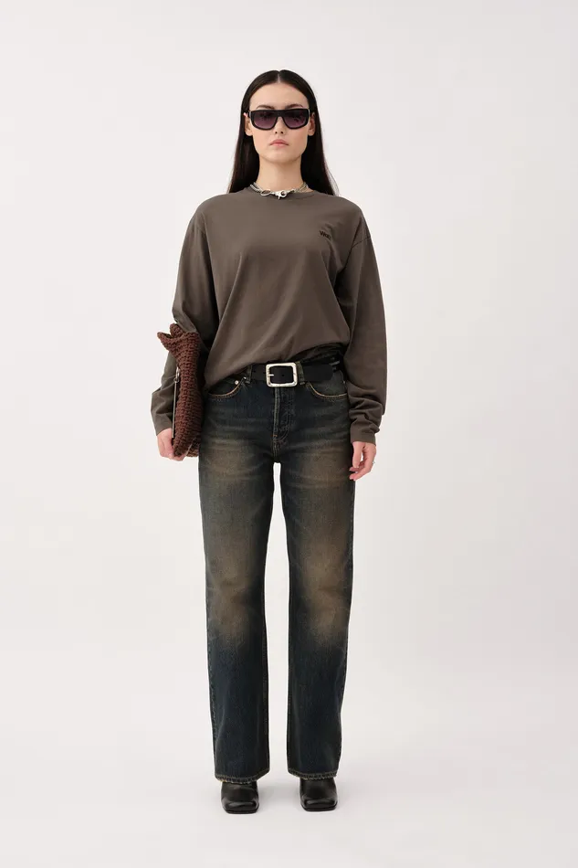 Women Wonhundred The Staff Tee LS Embroidery W Black Live Tops and Tshirts