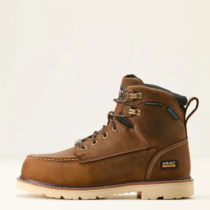 Women Work Boots and Shoes Ariat Rebar Lift Waterproof Composite Toe Work Boot Distressed Brown