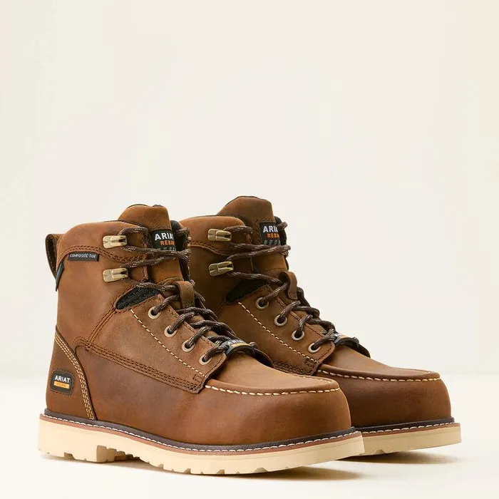 Women Work Boots and Shoes Ariat Rebar Lift Waterproof Composite Toe Work Boot Distressed Brown