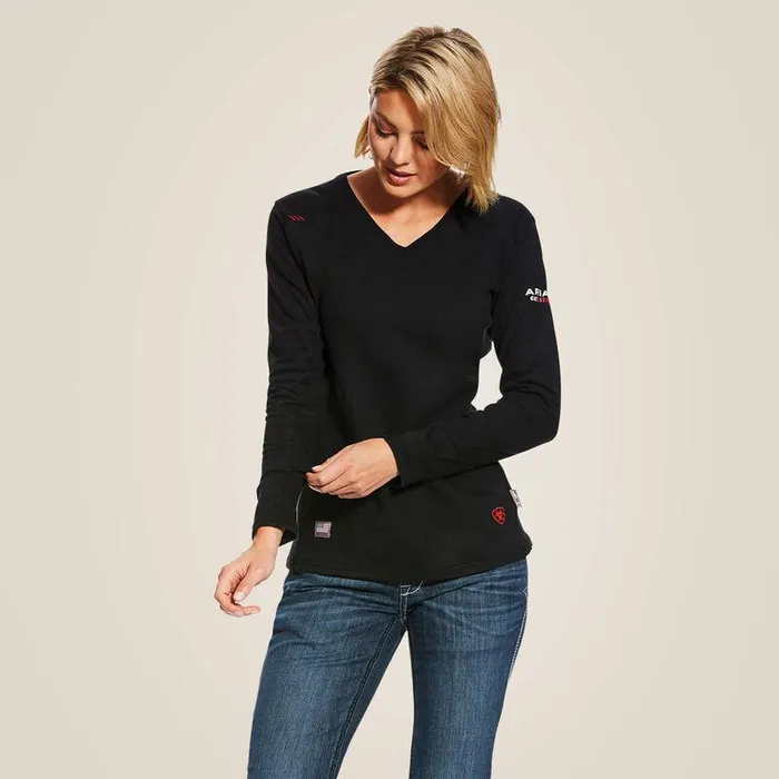 Women Workwear Ariat FR AC Top Black