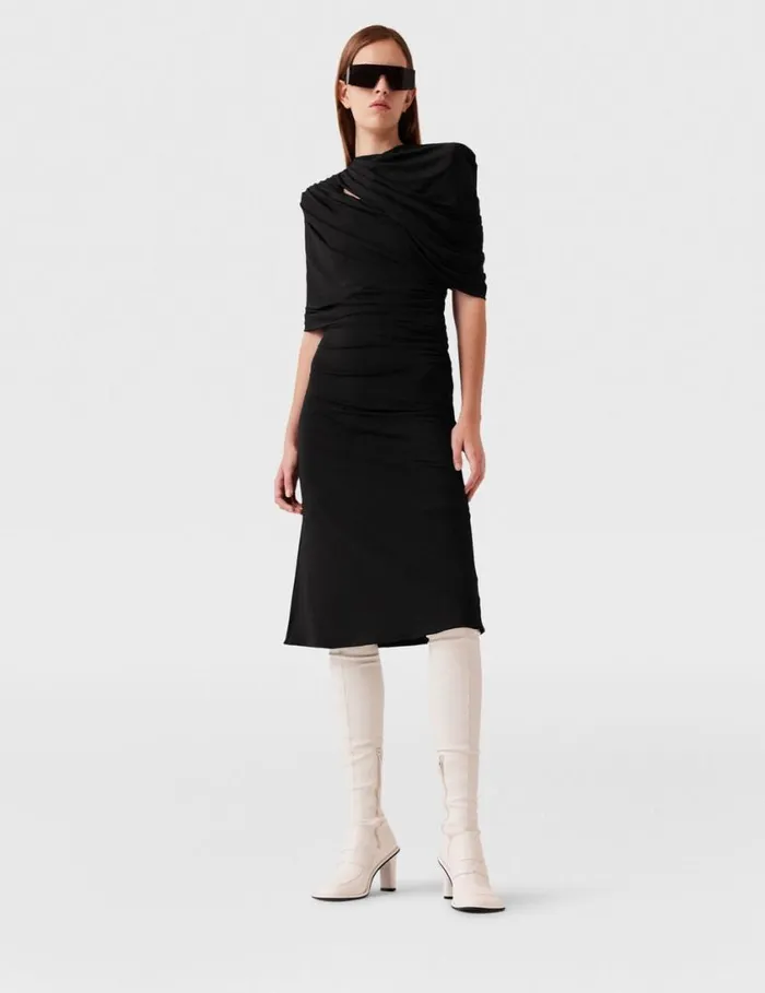 Women WrapOver Midi Dress Black Stella McCartney Dresses Women WrapOver Midi Dress Black Stella McCartney Dresses