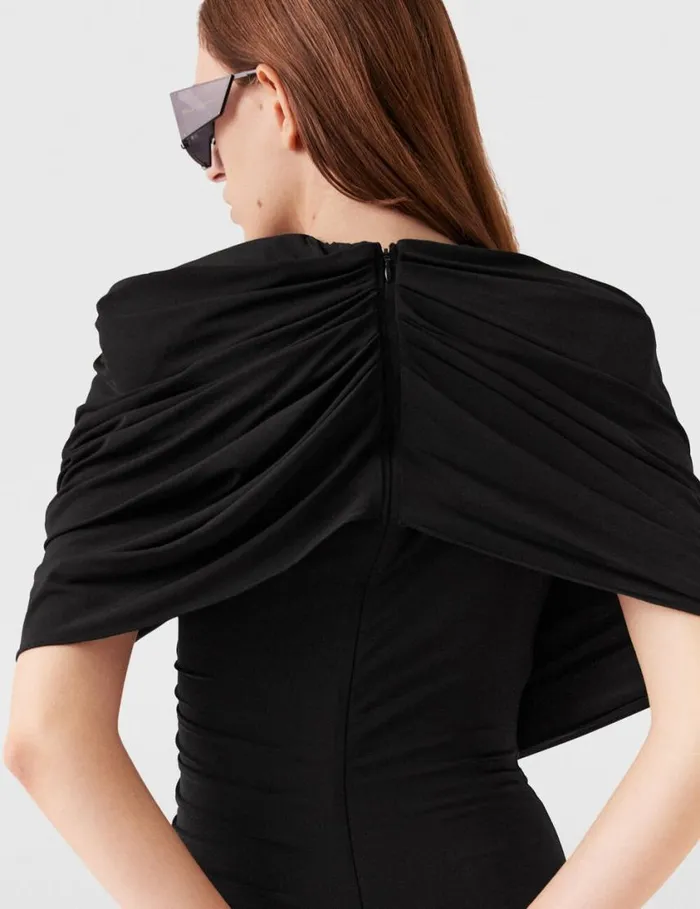 Women WrapOver Midi Dress Black Stella McCartney Dresses Women WrapOver Midi Dress Black Stella McCartney Dresses