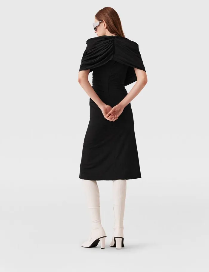 Women WrapOver Midi Dress Black Stella McCartney Dresses Women WrapOver Midi Dress Black Stella McCartney Dresses