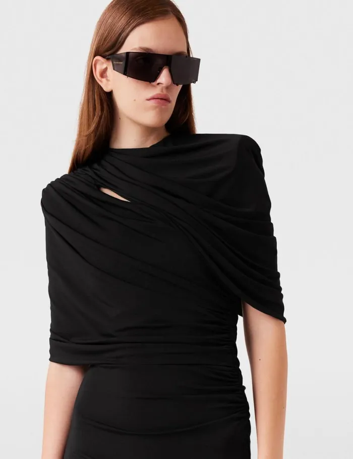 Women WrapOver Midi Dress Black Stella McCartney Dresses Women WrapOver Midi Dress Black Stella McCartney Dresses