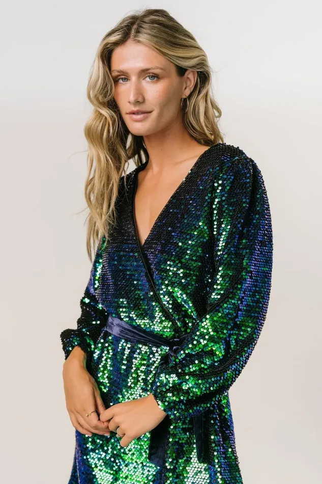 Women Xander Sequin Mini Dress Green Blue Baltic Born Short Dresses Women Xander Sequin Mini Dress Green Blue Baltic Born Short Dresses