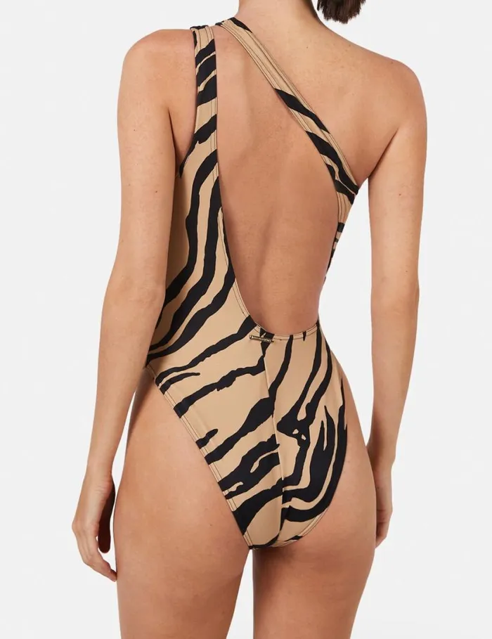 Women Zebra Print CutOut Swimsuit Camelblack Stella McCartney Swimwear Women Zebra Print CutOut Swimsuit Camelblack Stella McCartney Swimwear