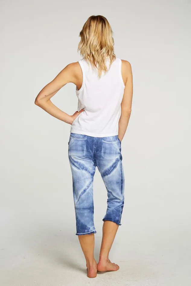 Womens Bottoms Chaser Brand Linen French Terry Cropped Relaxed Raw Edge Jogger