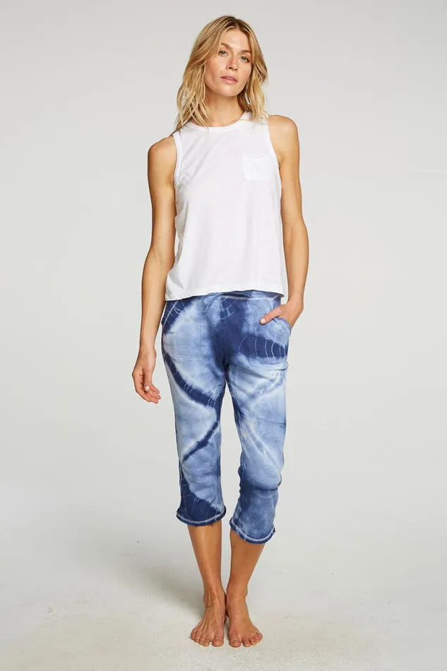 Womens Bottoms Chaser Brand Linen French Terry Cropped Relaxed Raw Edge Jogger