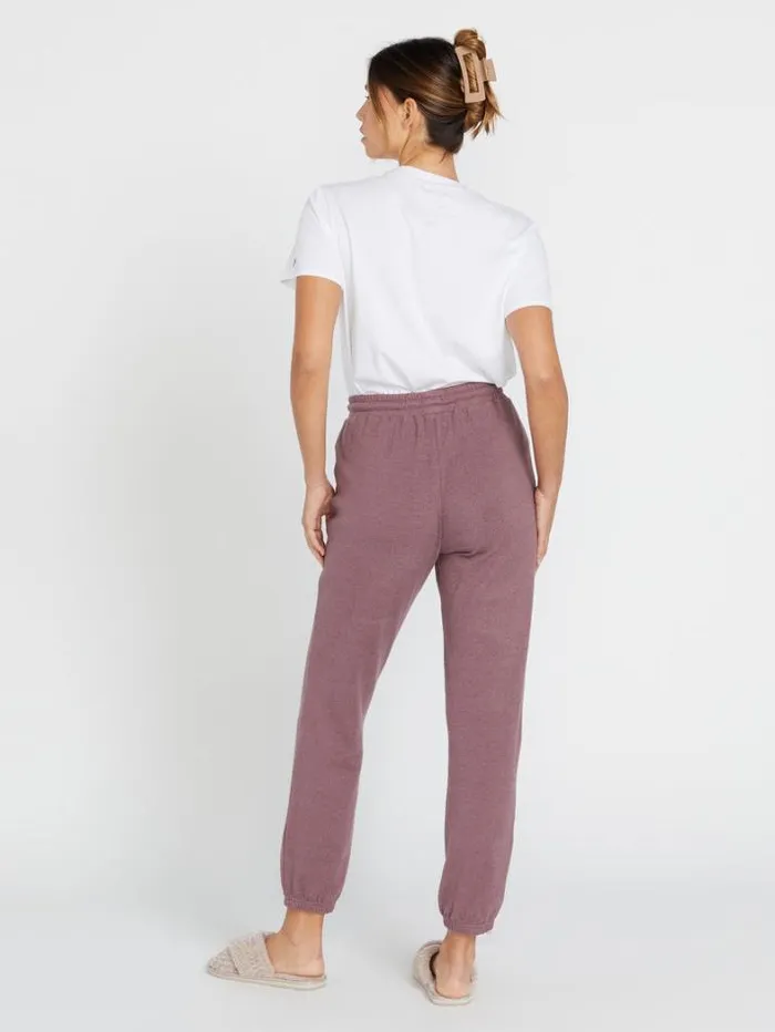 Womens Bottoms Volcom Lived In Lounge Elastic Waist Fleece Pants 8211 Acai