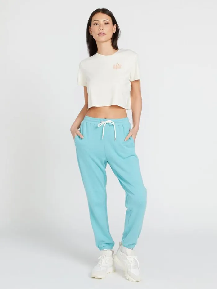 Womens Bottoms Volcom Lived In Lounge Elastic Waist Fleece Pants 8211 Aqua