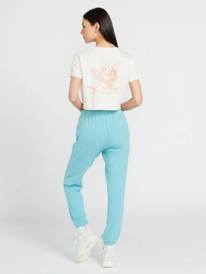 Womens Bottoms Volcom Lived In Lounge Elastic Waist Fleece Pants 8211 Aqua