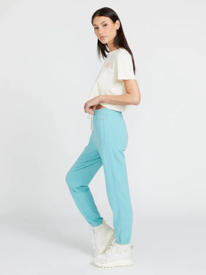 Womens Bottoms Volcom Lived In Lounge Elastic Waist Fleece Pants 8211 Aqua