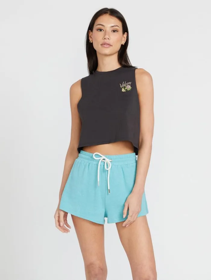 Womens Bottoms Volcom Lived In Lounge Fleece Shorts 8211 Aqua