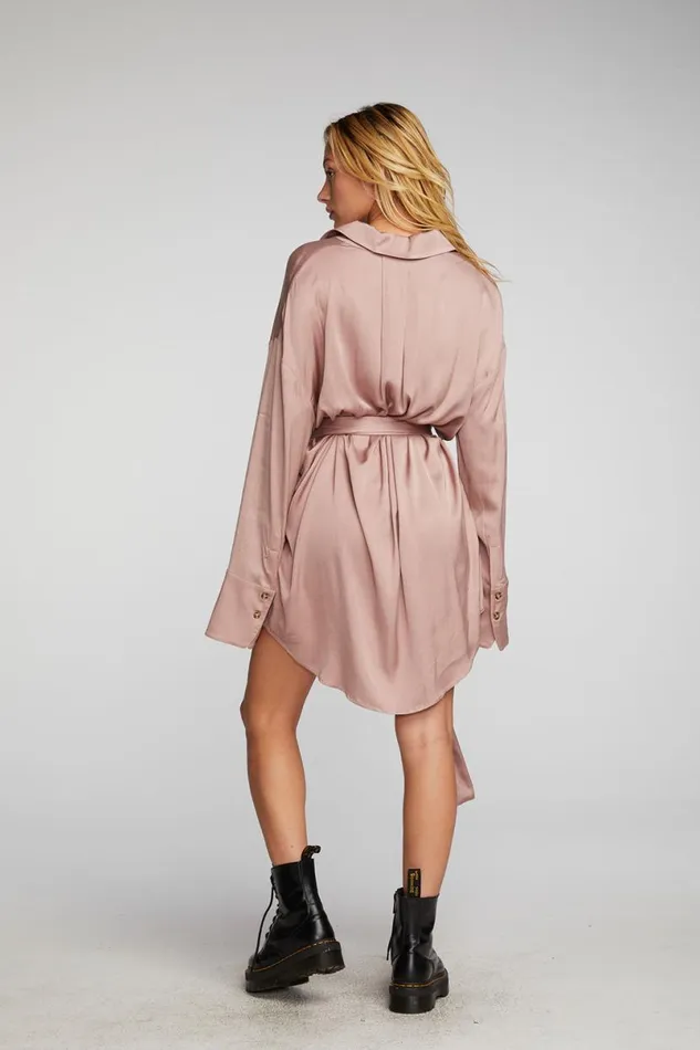 Womens Dresses Chaser Brand Stretch Silky Woven Shirt Dress