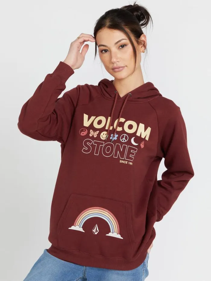 Womens Hoodies and Sweatshirts Volcom Truly Stoked Boyfriend Pullover 8211 Cayenne
