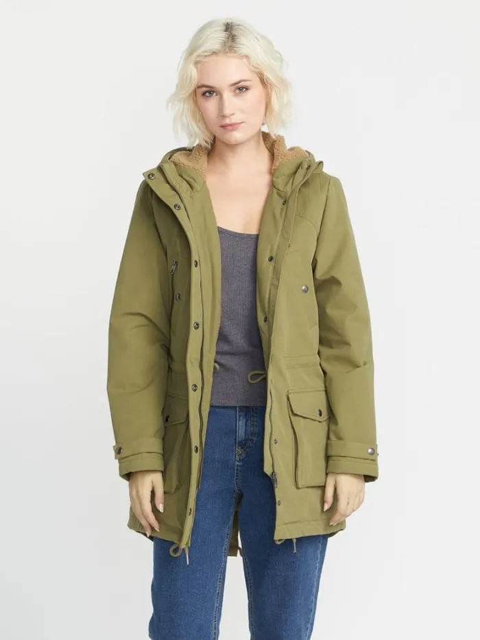 Womens Jackets Volcom Walk On By 5K Parka Jacket 8211 Moss