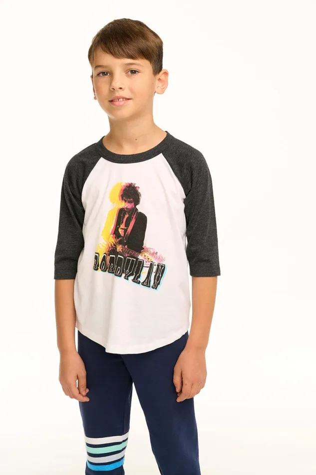WomensKids Music Chaser Brand Bob Dylan 8211 Optical Illusion Baseball Tee