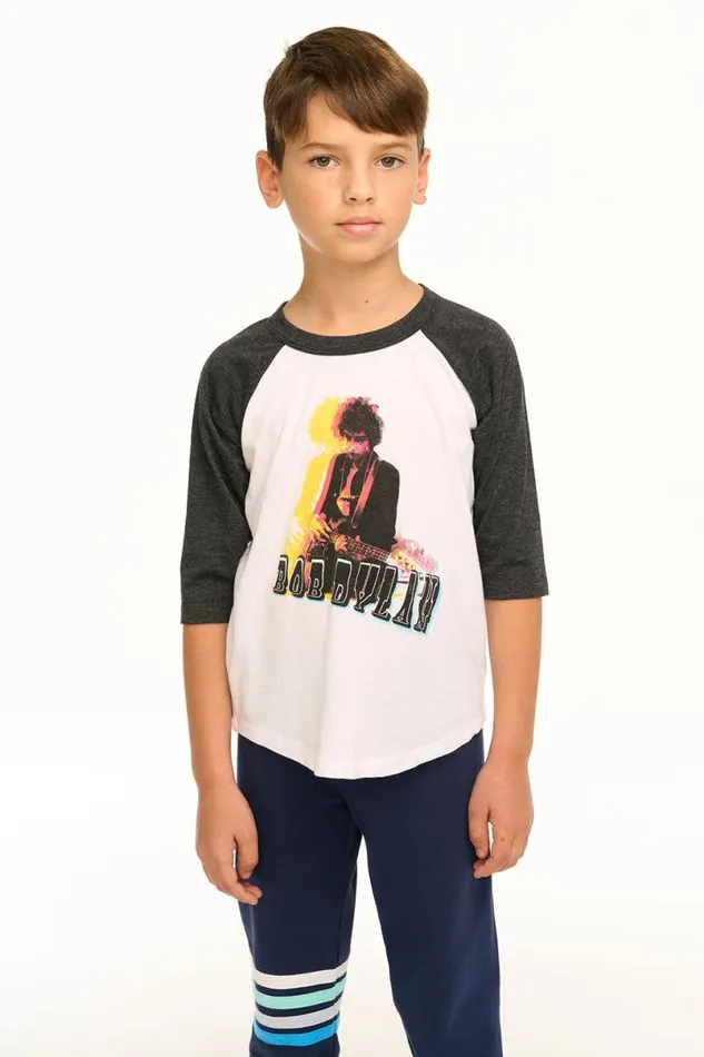WomensKids Music Chaser Brand Bob Dylan 8211 Optical Illusion Baseball Tee
