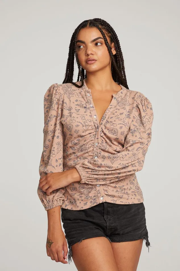 Womens Loungewear Chaser Brand Ditsy Print Long Sleeve