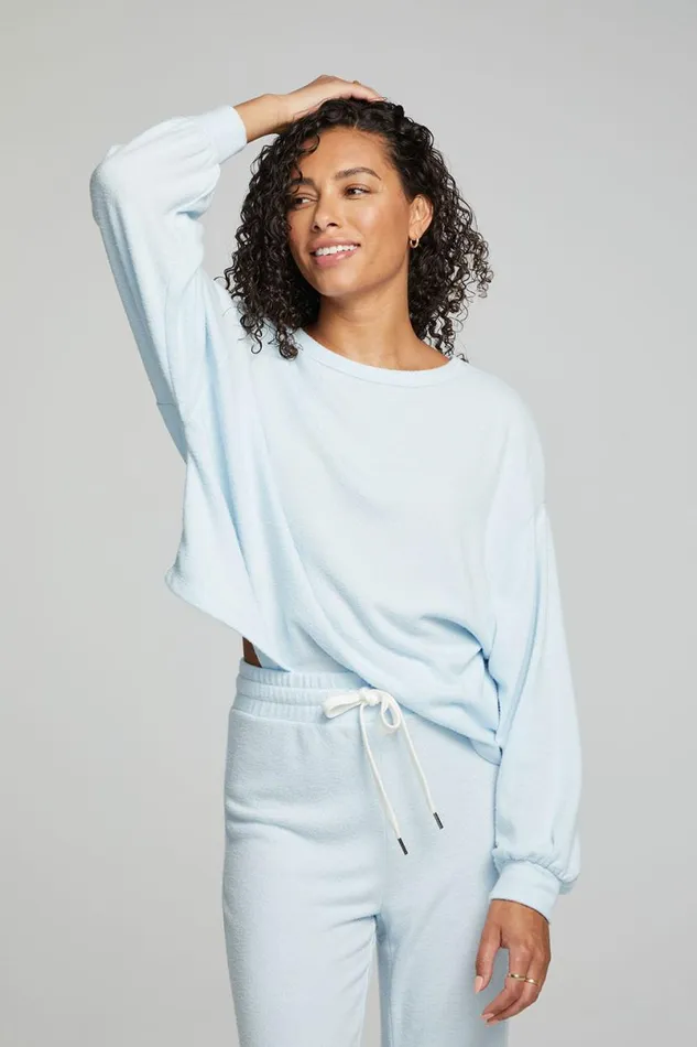 Womens Loungewear Chaser Brand Lesh Long Sleeve Tee 8211 Tide Blue