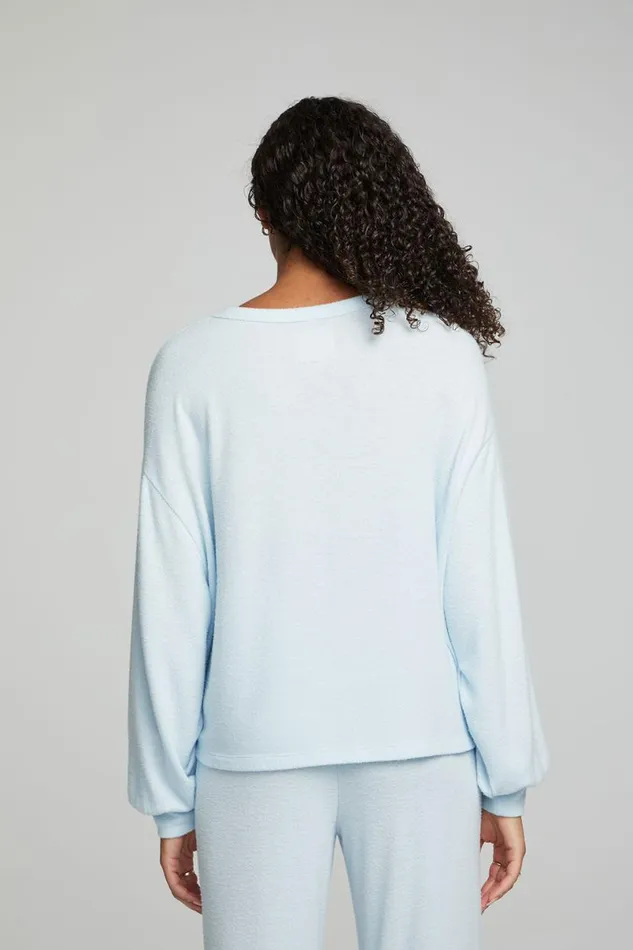 Womens Loungewear Chaser Brand Lesh Long Sleeve Tee 8211 Tide Blue