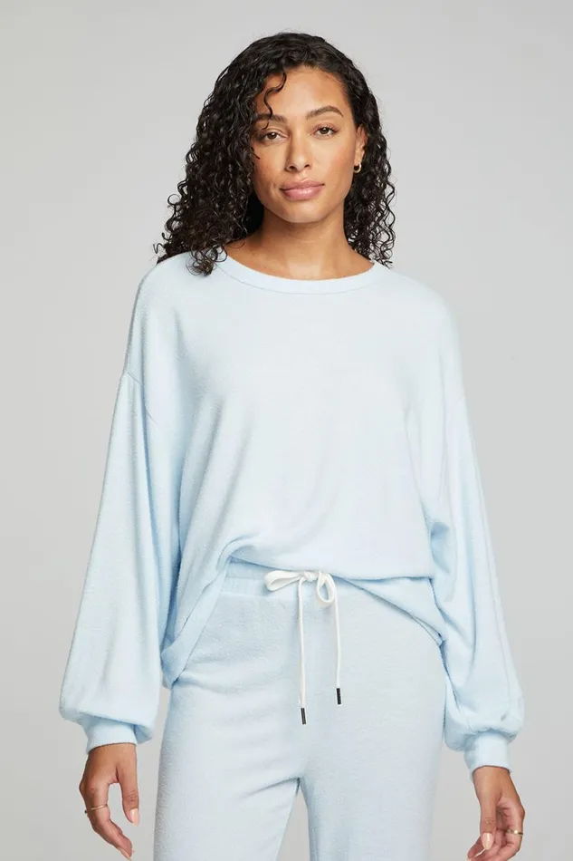 Womens Loungewear Chaser Brand Lesh Long Sleeve Tee 8211 Tide Blue
