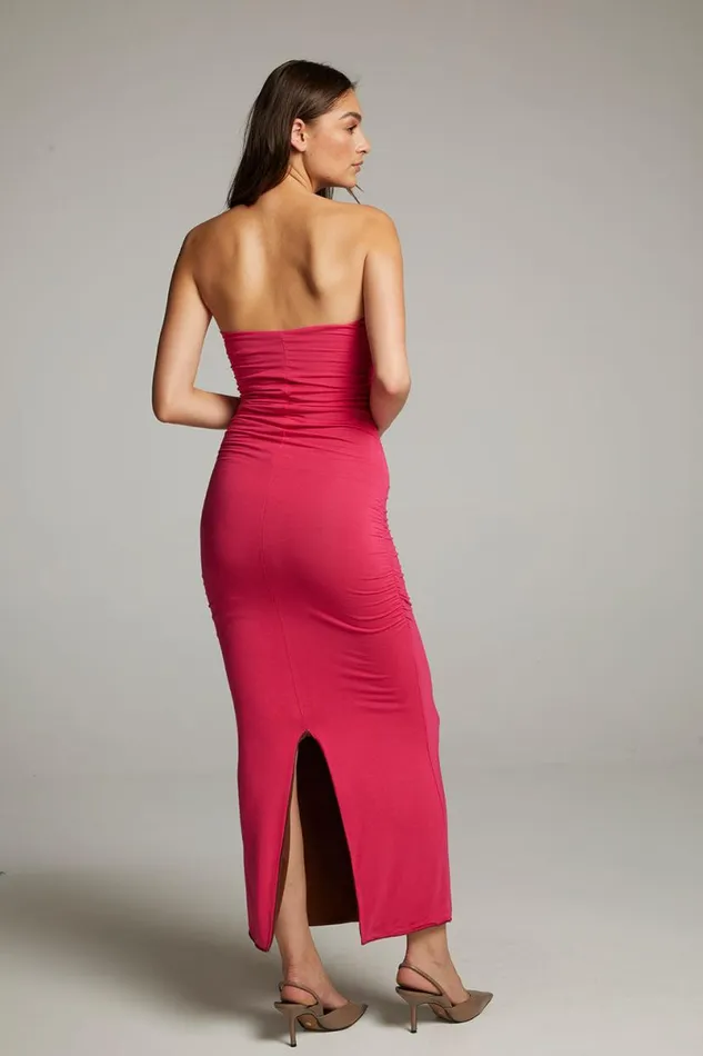 Womens Loungewear Chaser Brand Panama Coffee And Raspberry Reversible Midi Dress