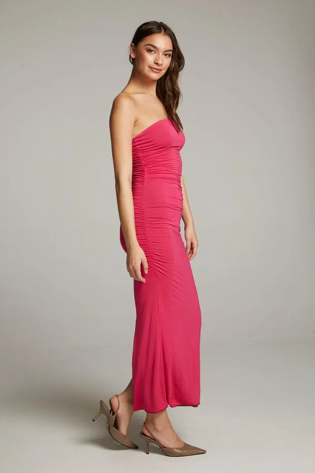 Womens Loungewear Chaser Brand Panama Coffee And Raspberry Reversible Midi Dress