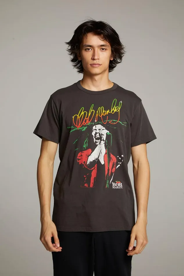 WomensMens Music Chaser Brand Bob Marley Live On Stage Crew Neck Tee