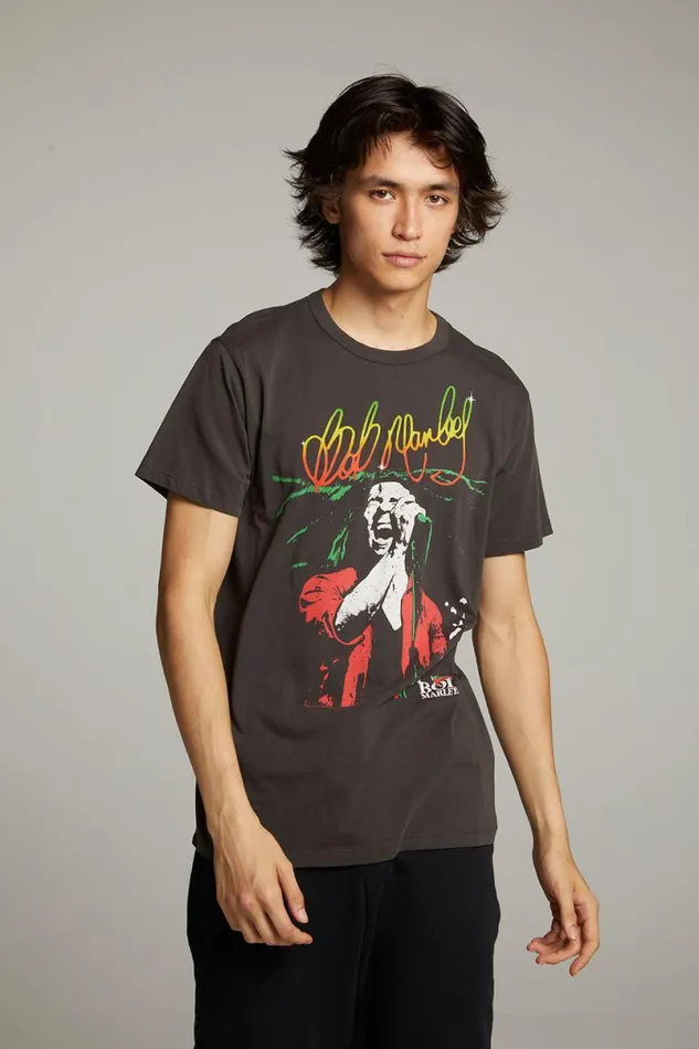 WomensMens Music Chaser Brand Bob Marley Live On Stage Crew Neck Tee