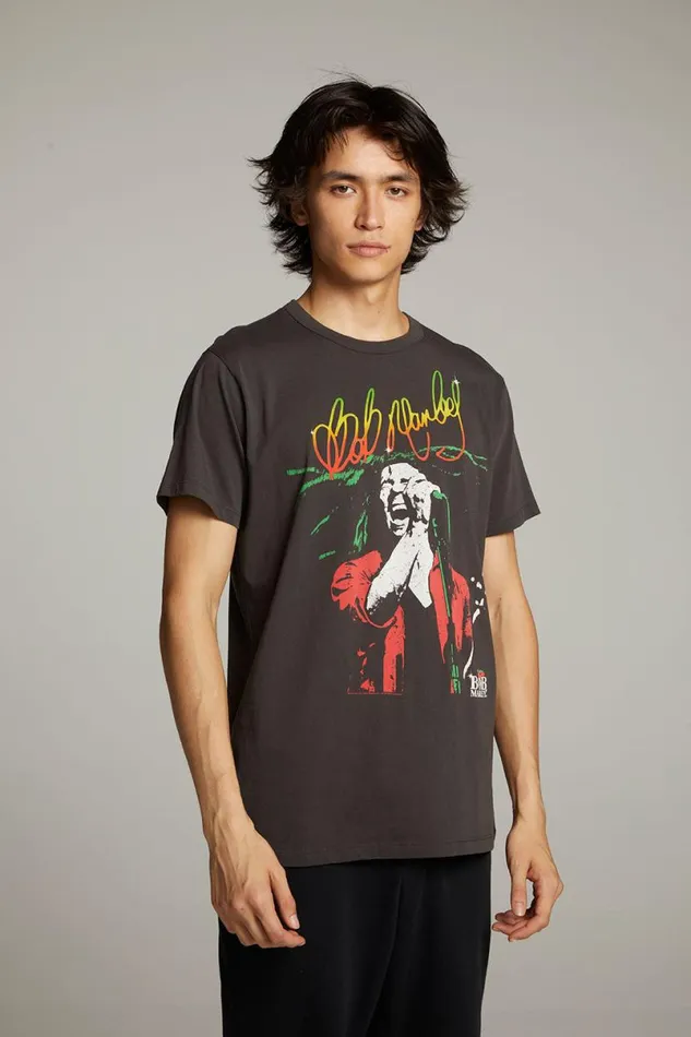 WomensMens Music Chaser Brand Bob Marley Live On Stage Crew Neck Tee