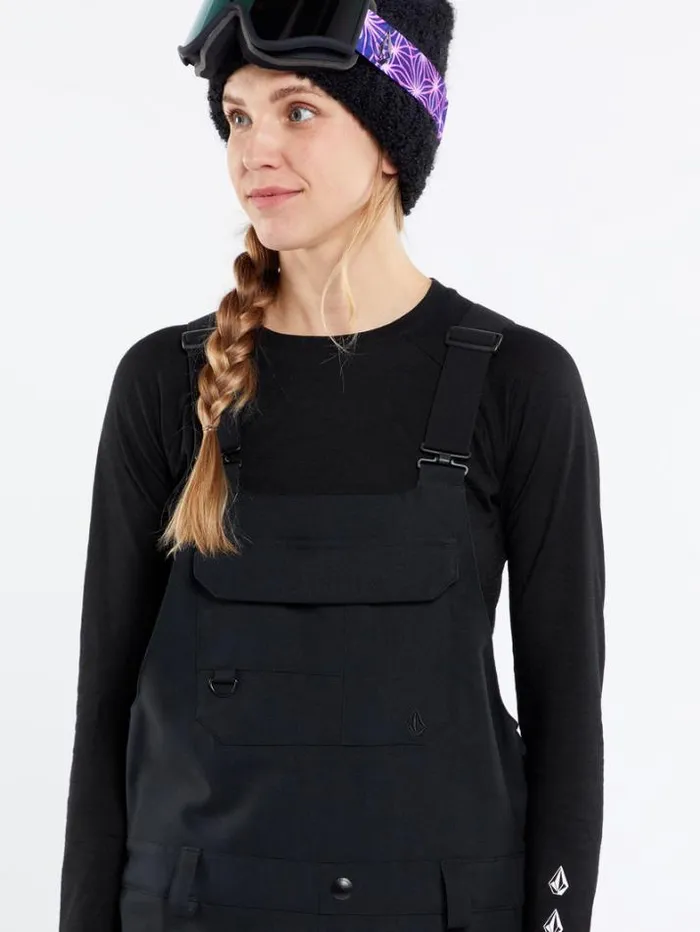 Womens Pants Volcom Creston 3D Stretch Bib Overalls 8211 Black