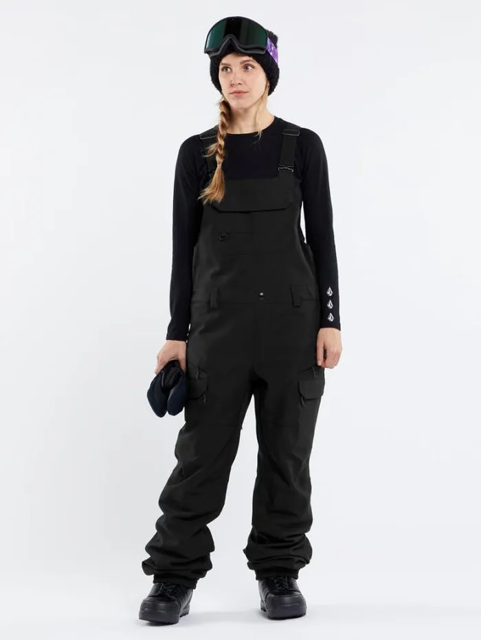 Womens Pants Volcom Creston 3D Stretch Bib Overalls 8211 Black
