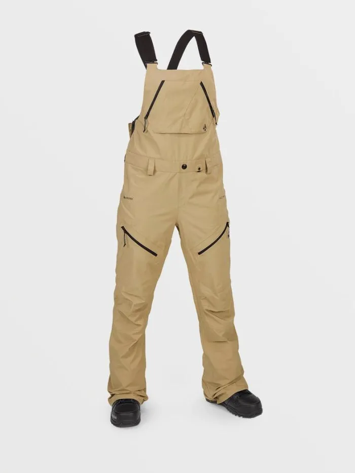 Womens Pants Volcom Elm Stretch Gore Bib Overalls 8211 Dark Khaki