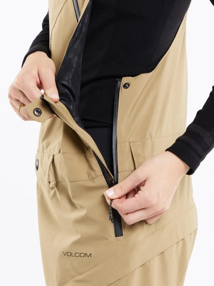 Womens Pants Volcom Elm Stretch Gore Bib Overalls 8211 Dark Khaki